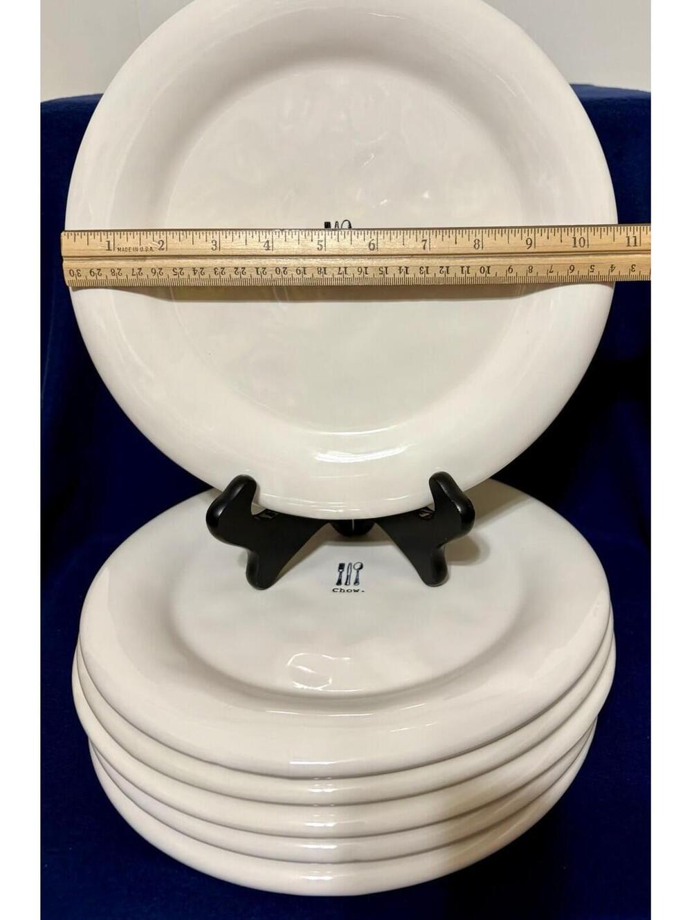 Rae Dunn Dimpled Cutlery Eat Typed 11” Dinner Plate Set Of 6 Great Condition - Picture 2 of 8